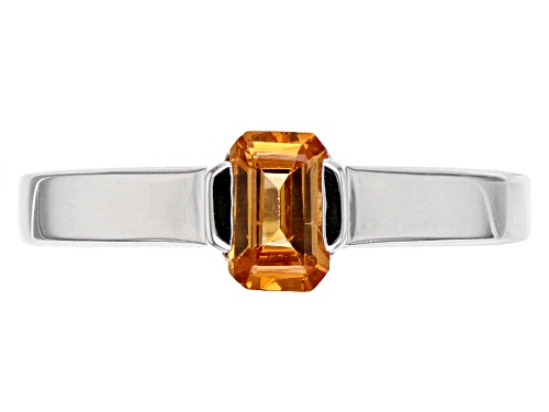 .56ct Emerald Cut Mandarin Garnet Sterling Silver Solitaire Sterling Silver Ring - Size 7