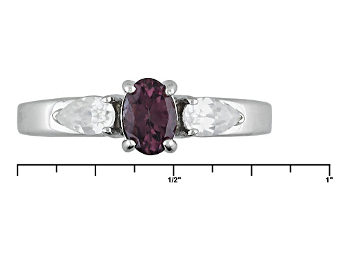 .48ct Oval Multicolor, Color Shift Garnet With .47ctw Pear Shape White Zircon Silver Ring - Size 9
