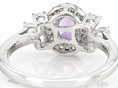 1.33ctw Blue Ocean Tanzanite With White Zircon Rhodium Over Sterling Silver Ring - Size 8