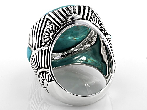 Southwest Style By JTV™ Mens Turquoise Rhodium Over Sterling Silver Rising Sun Rays Ring - Size 10