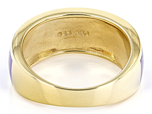 Southwest Style By JTV™ Purple Turquoise & Onyx 18k Yellow Gold Over Silver Men's Inlay Band Ring - Size 11