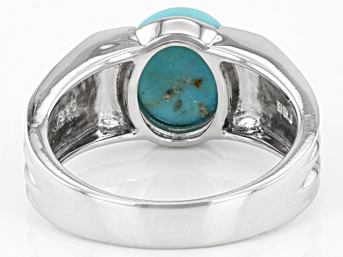 Southwest Style By JTV™ Mens 12x10mm Oval Turquoise Rhodium Over Silver Ring - Size 11