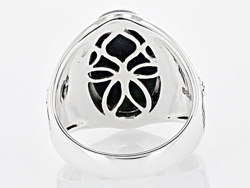 Southwest Style By JTV™ Mens 18x11mm Oval Azurmalachite In Matrix Rhodium Over Silver Ring - Size 11