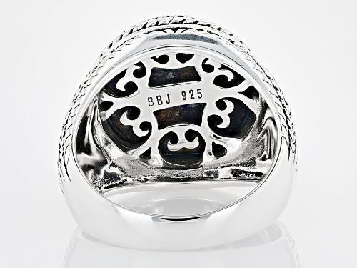 Southwest Style By JTV™ Mens 16mm Round Azurmalachite In Matrix Rhodium Over Silver Ring - Size 10