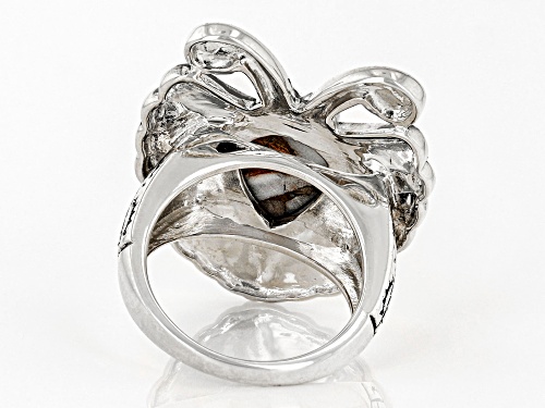 Southwest Style By JTV™ 14x10mm Spiny Oyster Shell Rhodium Over Silver Ring - Size 10