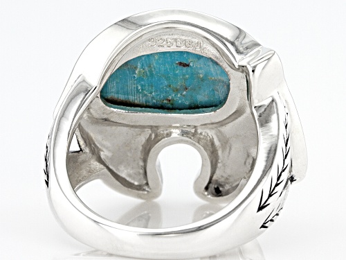 Southwest Style By JTV™ 16x12mm Turquoise Rhodium Over Silver Ring - Size 8