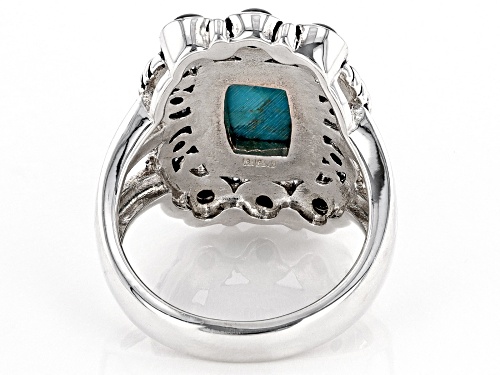 Southwest Style By JTV™ Turquoise & Hematine Rhodium Over Silver Ring - Size 9