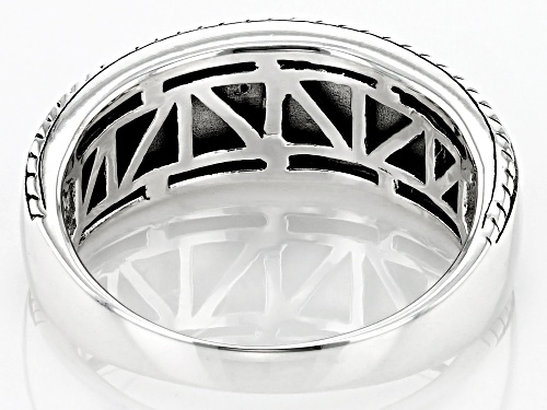 Southwest Style By JTV™ Turquoise, Mother-of-Pearl & Black Onyx Rhodium Over Silver Men's Band Ring - Size 10
