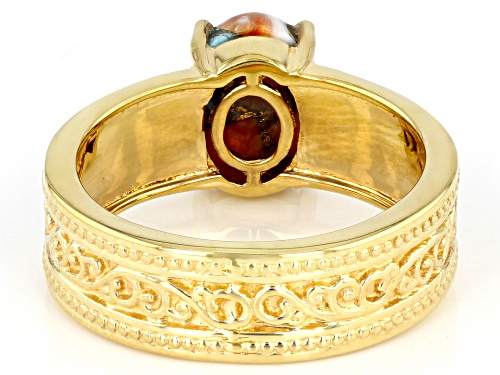Southwest Style by JTV™ Blended Turquoise & Oyster Shell 18k Yellow Gold Over Silver Solitaire Ring - Size 11