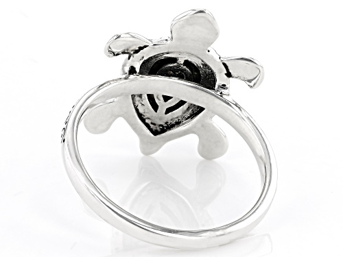 Southwest Style By JTV™ Blue Turquoise Sterling Silver Oxidized Turtle Ring - Size 8