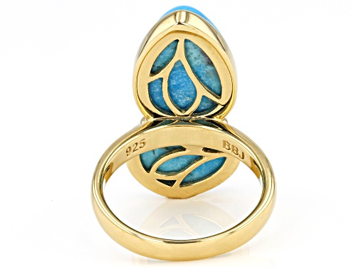 Southwest Style by JTV™ 15x10mm & 12x8mm Turquoise 18k Yellow Gold Over Sterling Silver Ring - Size 6