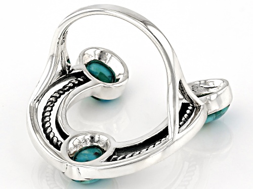 Southwest Style by JTV™ 8x6mm Oval Blue Turquoise Sterling Silver Horseshoe Ring - Size 12