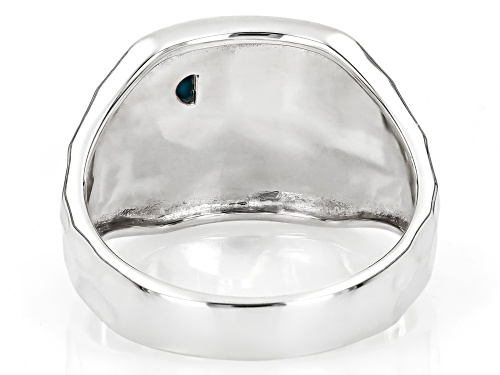 Southwest Style by JTV™ Turquoise Hammered Sterling Silver Mountain Landscape Band Ring - Size 8