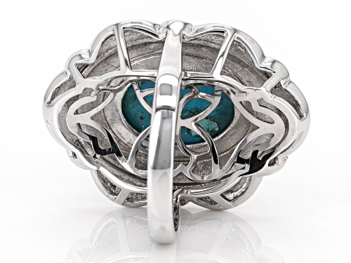 Southwest Style by JTV™ 16x12mm Oval Blue Turquoise Sterling Silver Solitaire Ring - Size 6