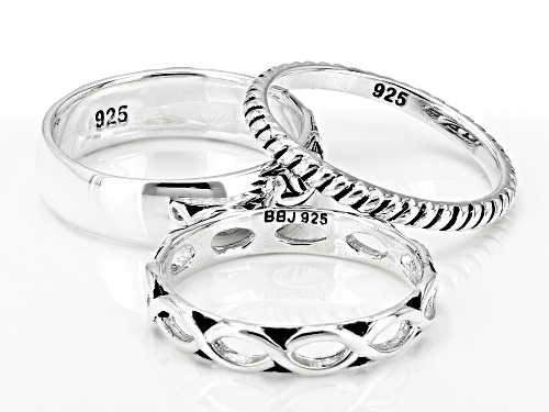 Southwest Style by JTV™ Oxidized Sterling Silver Band Ring Set of 3 - Size 6
