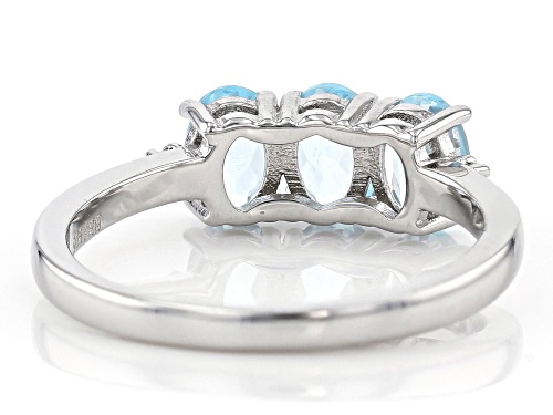 1.42ctw Oval Glacier Topaz(TM) With 0.01ctw White Diamond Rhodium Over Sterling Silver Ring - Size 9
