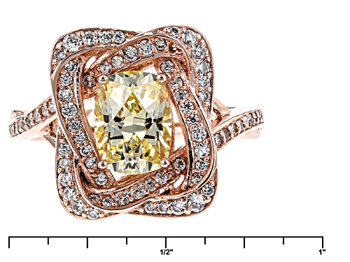 Tycoon For Bella Luce ® 3.20ctw Canary & White Diamond Simulant Etern0™ Rose Ring (2.20ctw Dew) - Size 12