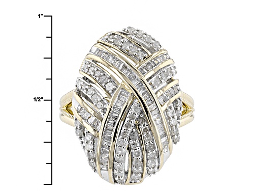 Engild™ 1.00ctw Round And Baguette White Diamond 14k Yellow Gold Over Sterling Silver Ring - Size 5