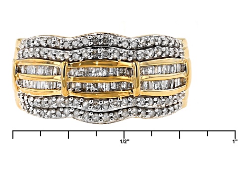 Engild™ .83ctw Round And Baguette White Diamond 14k Yellow Gold Over Sterling Silver Band Ring - Size 7