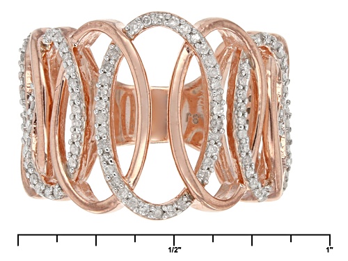 Engild™ .40ctw Round White Diamond 14k Rose Gold Over Sterling Silver Crossover Ring - Size 6