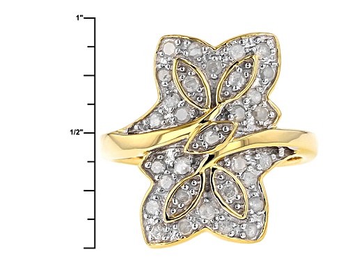 Engild™ .50ctw Round White Diamond 14k Yellow Gold Over Sterling Silver Flower Ring - Size 7