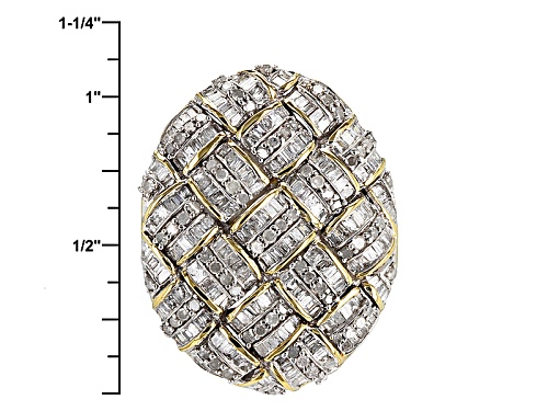 Engild™ 1.50ctw Baguette & Round White Diamond 14k Yellow Gold Over Sterling Silver Cluster Ring - Size 6