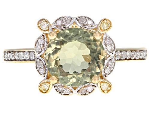 1.70ct Round Color Change Turkish Diaspore With .10ctw Round  Diamond Accent 14k Yellow Gold Ring - Size 6