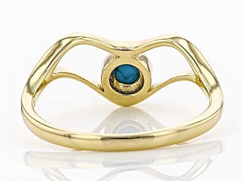 4mm Round Sleeping Beauty Turquoise Solitaire 10k Yellow Gold Ring - Size 6