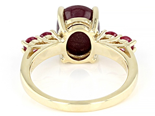 5.01ct Indian Star Ruby With 0.60ctw Mahaleo® Ruby 10k Yellow Gold Ring - Size 8