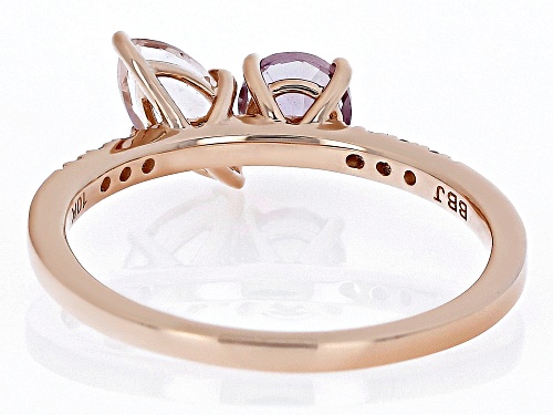 .40ct Cor-De-Rosa Morganite (TM), .54ct Color Shift Garnet With .11ctw Sapphire 10k Rose Gold Ring - Size 8