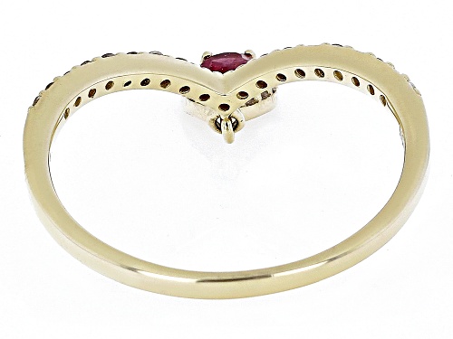 0.30ct Mahaleo® Ruby And 0.28ctw White Zircon 10k Yellow Gold Charm Ring - Size 8