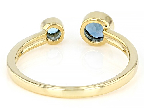 0.27ctw London Blue Topaz And 0.09ctw Round Swiss Blue Topaz 10k Yellow Gold Ring - Size 7