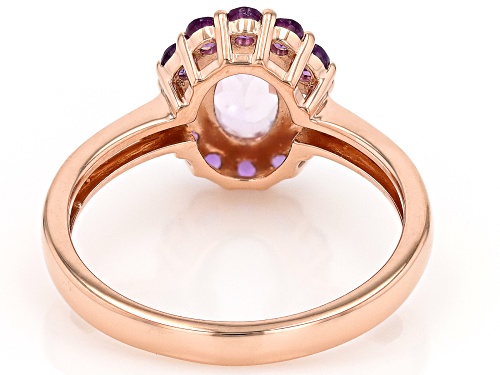 0.94ct Kunzite with 0.34ctw African Amethyst And 0.31ctw White Zircon 10k Rose Gold Ring - Size 7