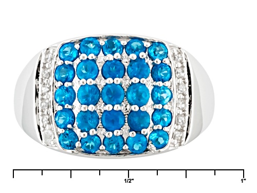 1.04ctw Round Neon Apatite With .21ctw Round White Zircon Sterling Silver Ring - Size 8