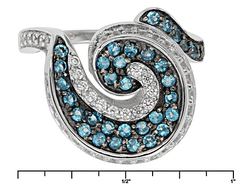 .43ctw Round Neon Apatite With .39ctw Round White Zircon Sterling Silver Ring - Size 8