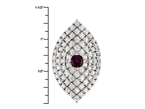.47ct Round Raspberry Color Rhodolite With 4.01ctw Round White Zircon Sterling Silver Ring - Size 6