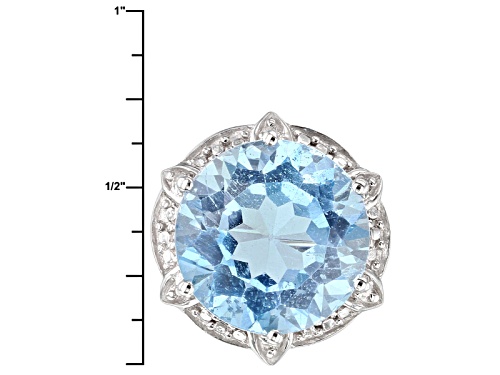 9.72ct Round Glacier Topaz™ And .02ctw Round White Diamond Accent Sterling Silver Ring - Size 12
