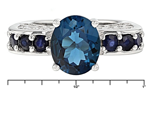 3.85ct London Blue Topaz With 1.02ctw Blue Sapphire And .68ctw White Zircon Sterling Silver Ring - Size 8