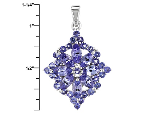 3.11ctw Marquise And Round Tanzanite Rhodium Over Sterling Silver Pendant With Chain
