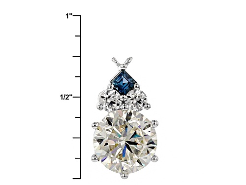 4.80ct Strontium Titanate & .16ctw Blue Sapphire 10K White Gold Necklace