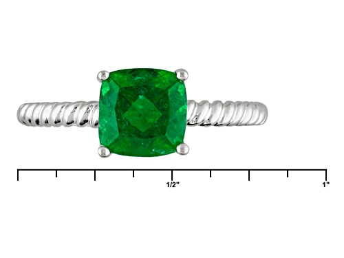 1.60ct Square Cushion Emerald Color Apatite Rhodium Over 10k White Gold Solitaire Ring - Size 8