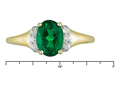 1.10ct Oval Emerald Color Apatite And .12ctw Round White Zircon 10k Yellow Gold Ring - Size 7