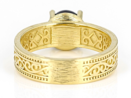 Artisan Collection of Turkey™ 7mm Black Cultured Freshwater Pearl 18k Yellow Gold Over Silver Ring - Size 10
