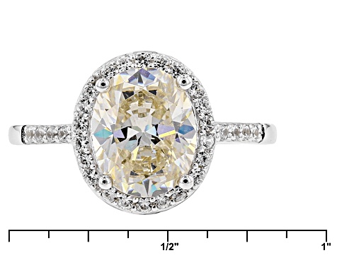 2.76ct Oval Fabulite Strontium Titanate And .22ctw White Zircon 10k White Gold Ring - Size 8