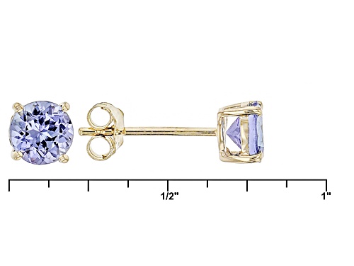 0.90ctw Blue Tanzanite 14k Yellow Gold Stud Earrings