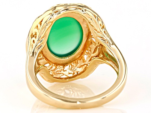 14x10mm Oval Green Onyx 18k Gold Over Sterling Silver Solitaire Ring - Size 10