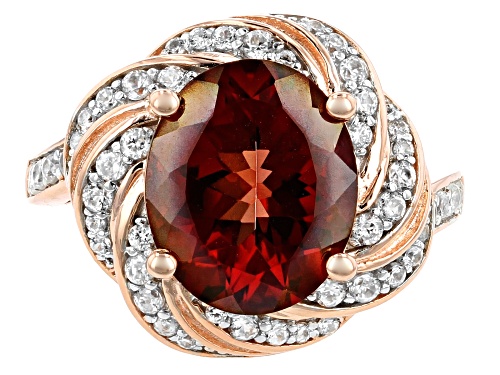 3.48ct Red Labradorite with .61ctw White Zircon 18k Rose Gold Over Sterling Silver Ring - Size 7