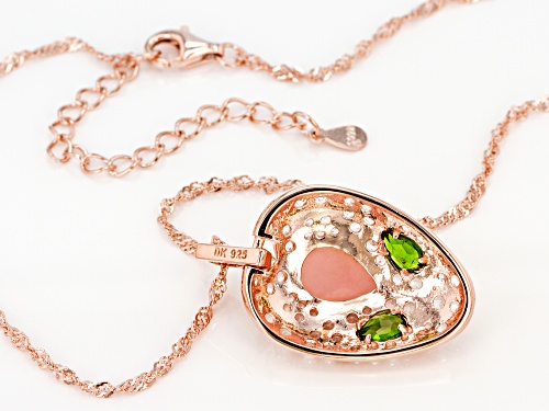Peruvian Pink Opal, 2.18ctw White Topaz & Chrome Diopside 18k Gold Over Silver Snake Pendant W/Chain