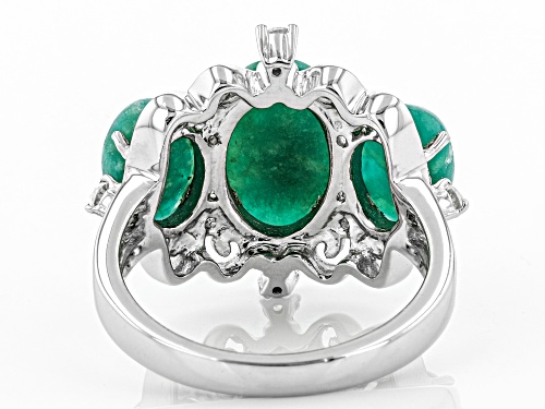 Oval Amazonite with .27ctw Round White Zircon Rhodium Over Sterling Silver Ring - Size 7