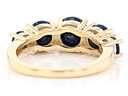 3.36ctw Round Sapphire With 0.01ctw Round White Diamond 3K Gold Ring - Size 6